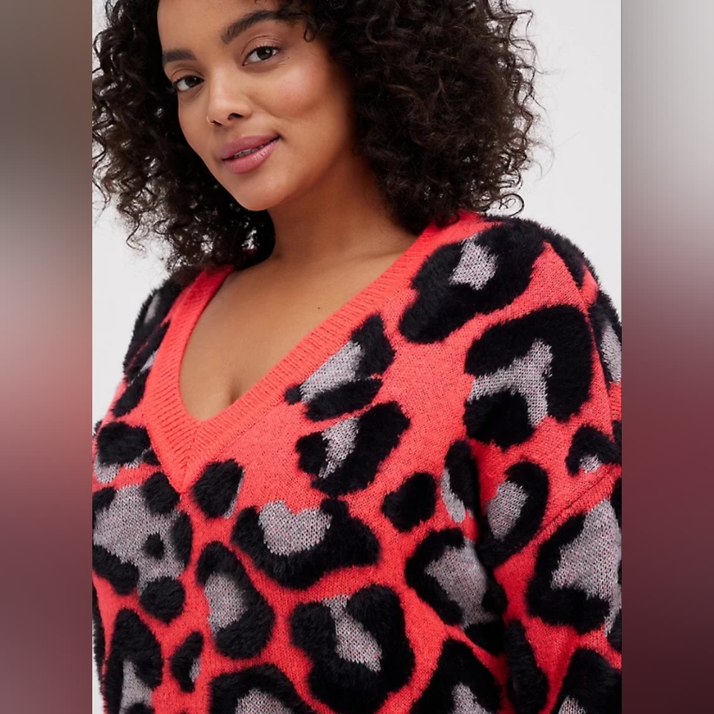 Leopard CHUNKY PULLOVER TUNIC SWEATER Torrid size 4